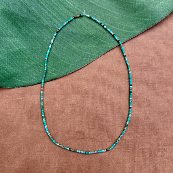 Turquoise Matrix Tiny Heishi Strands - 1 Strand