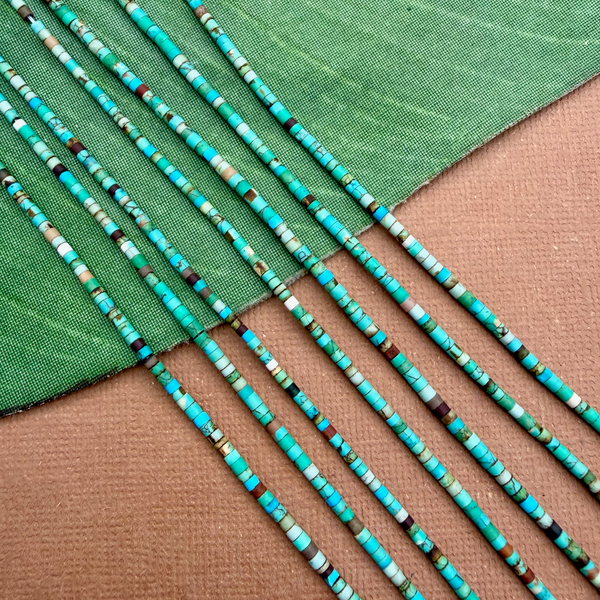 Turquoise Matrix Tiny Heishi Strands - 1 Strand