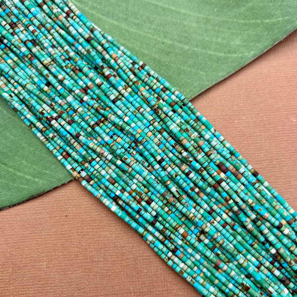 Turquoise Matrix Tiny Heishi Strands - 1 Strand