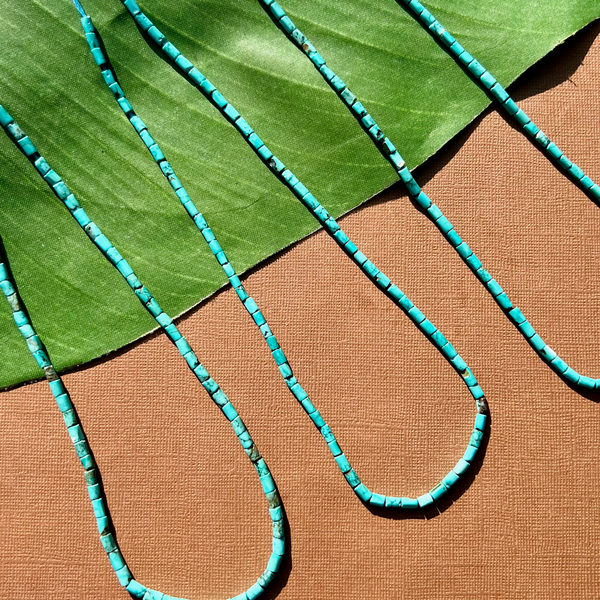 Blue Turquoise Tube Beads - 1 Strand