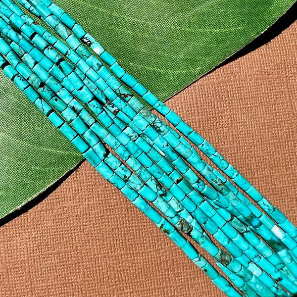 Blue Turquoise Tube Beads - 1 Strand