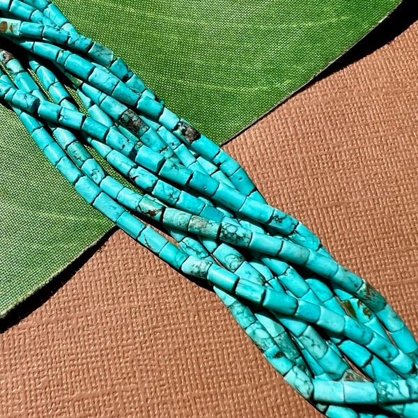 Blue Turquoise Tube Beads - 1 Strand