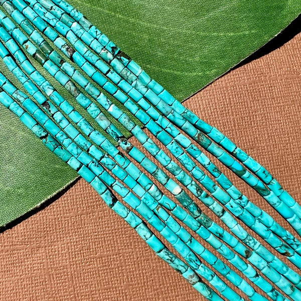 Blue Turquoise Tube Beads - 1 Strand