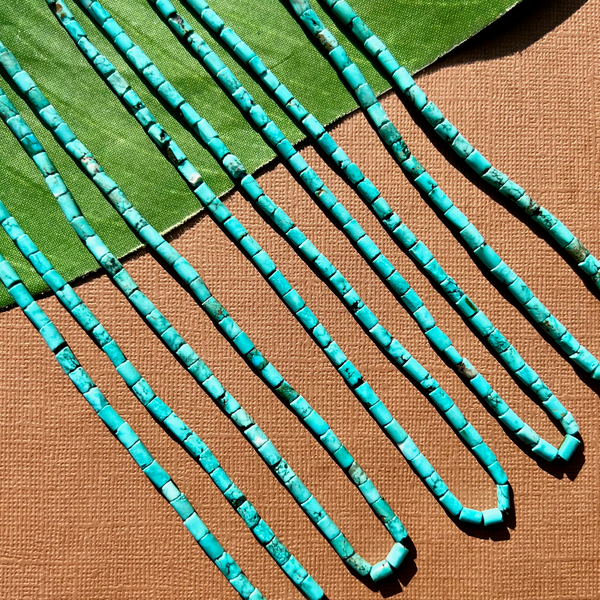 Blue Turquoise Tube Beads - 1 Strand