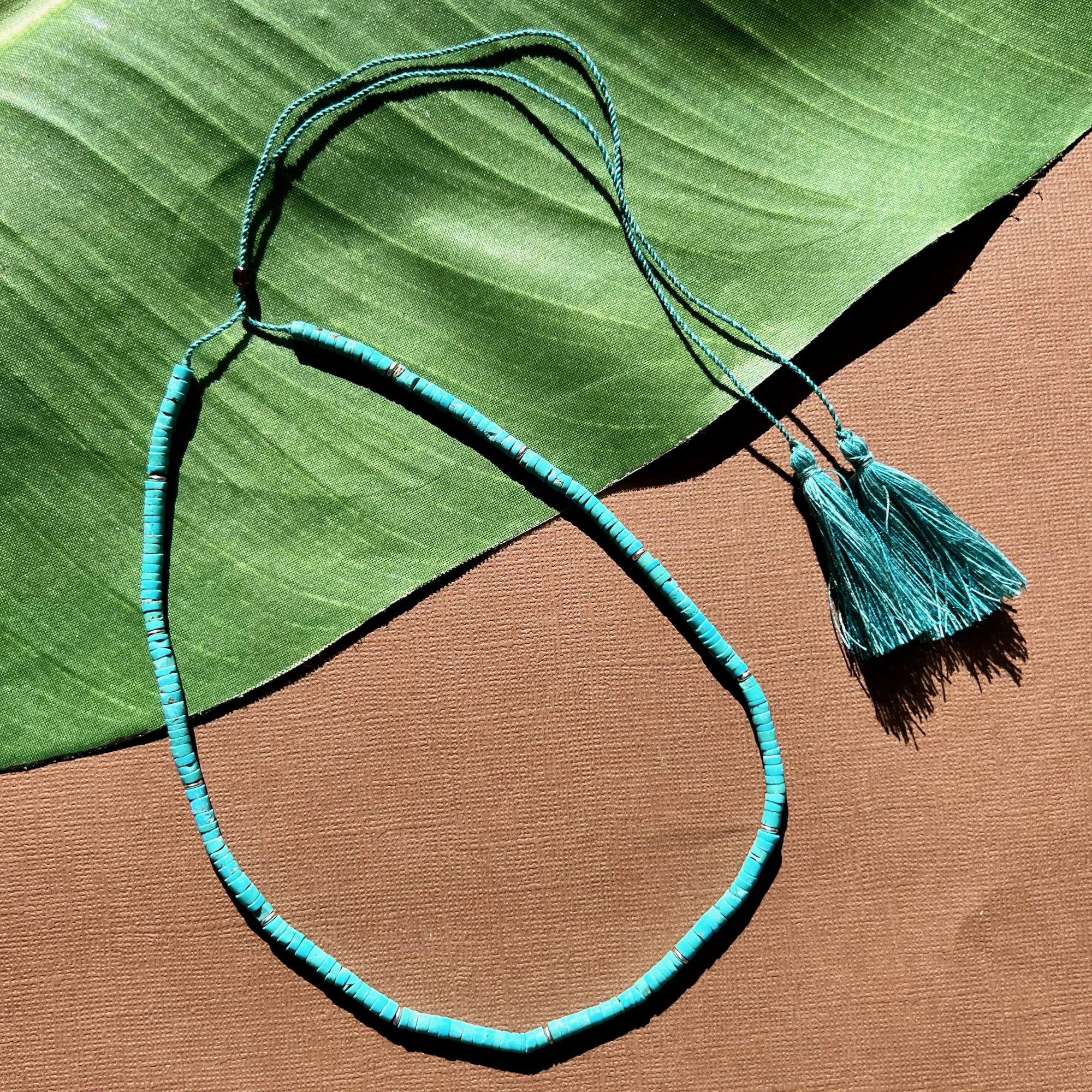 Turquoise Heishi Tassel Necklace