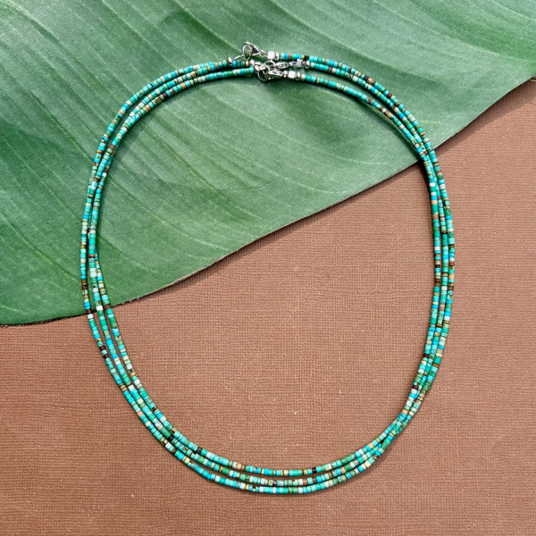 Turquoise Matrix Tiny Heishi Necklace