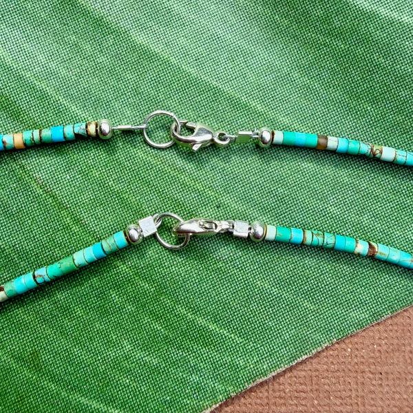 Turquoise Matrix Tiny Heishi Necklace