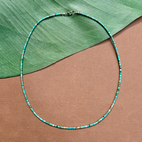 Turquoise Matrix Tiny Heishi Necklace