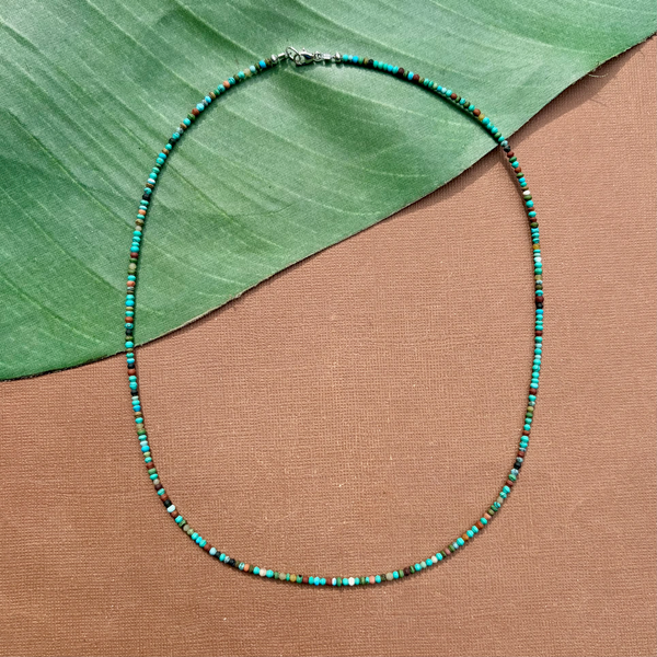 Turquoise Matrix Tiny Saucer Necklace