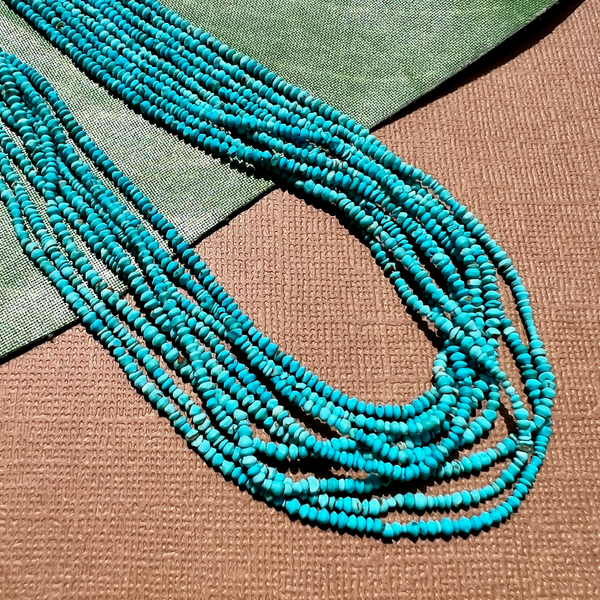 Blue Turquoise Tiny Saucer Beads - 1 Strand