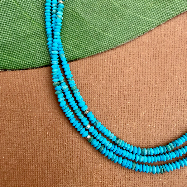 Turquoise Sky Blue Saucer Necklace