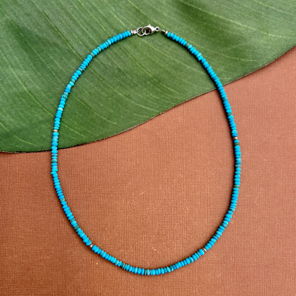 Turquoise Sky Blue Saucer Necklace
