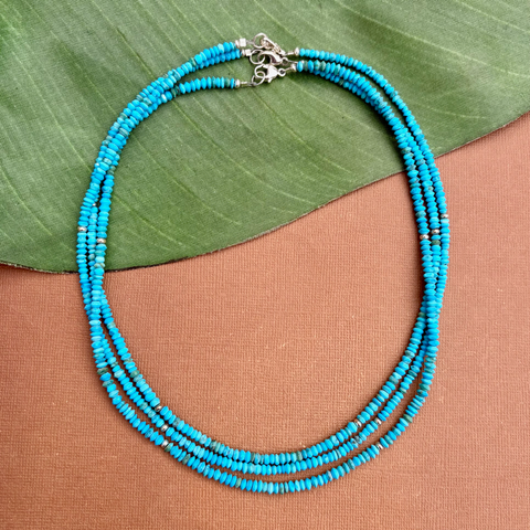 Turquoise Sky Blue Saucer Necklace
