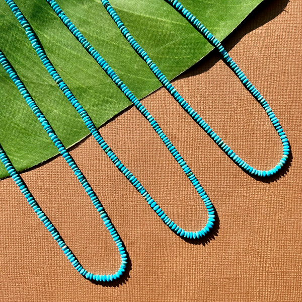 Blue Turquoise Saucer 3 to 4mm Beads - 1 Strand