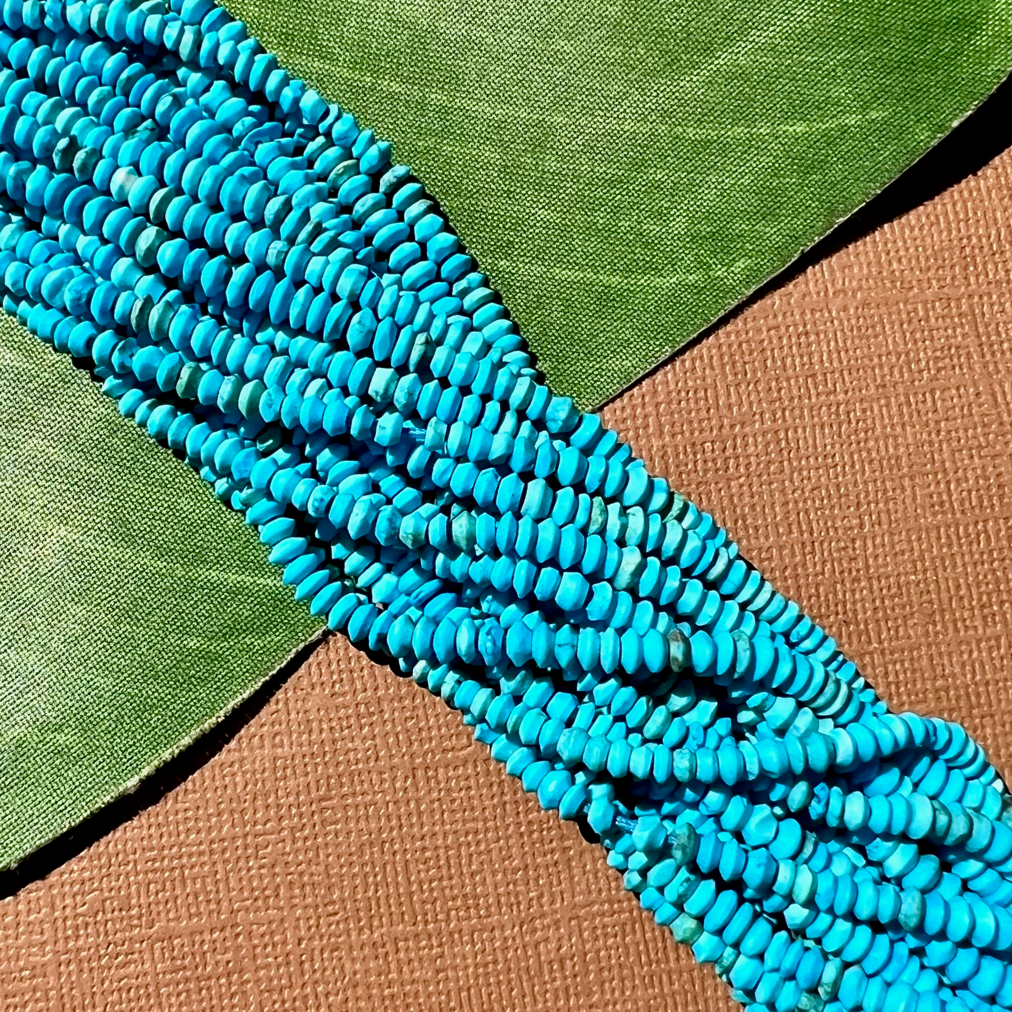 Blue Turquoise Saucer 3 to 4mm Beads - 1 Strand