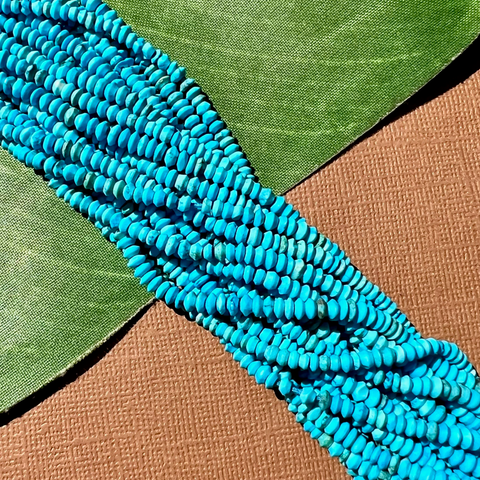 Blue Turquoise Saucer 3 to 4mm Beads - 1 Strand