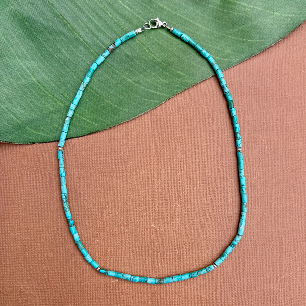 Turquoise Tube Necklace - Sky Blue or Green