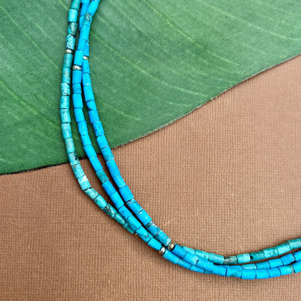 Turquoise Tube Necklace - Sky Blue or Green