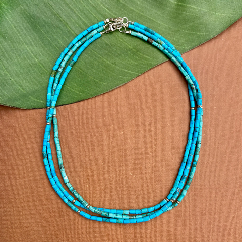 Turquoise Tube Necklace - Sky Blue or Green
