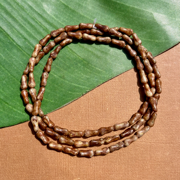Picasso Brown Twisted Barbell Beads - 75 Pieces