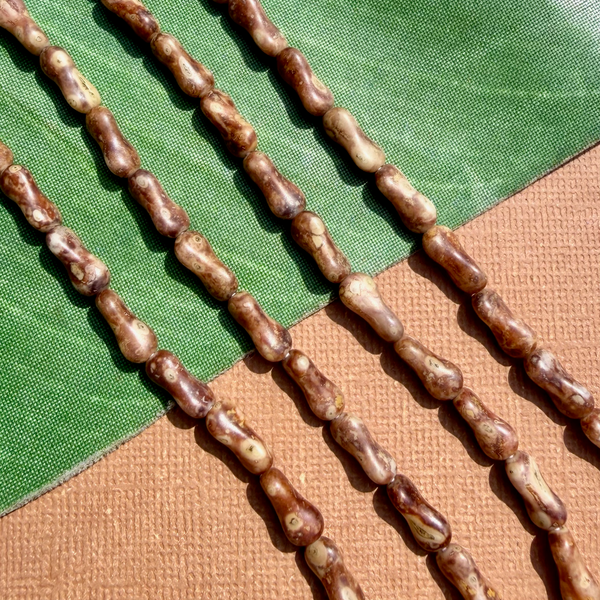 Picasso Brown Twisted Barbell Beads - 75 Pieces