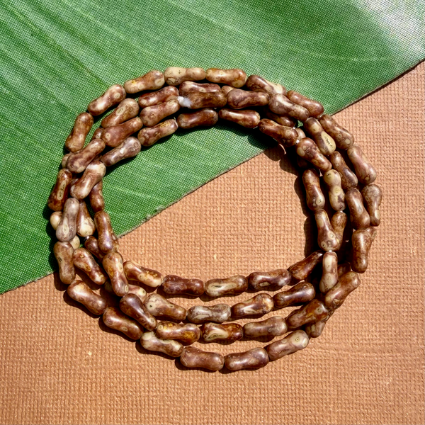 Picasso Brown Twisted Barbell Beads - 75 Pieces
