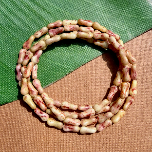 Picasso Yellow & Red Twisted Barbell Beads - 75 Pieces