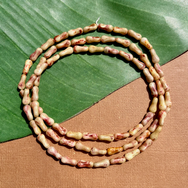 Picasso Yellow & Red Twisted Barbell Beads - 75 Pieces