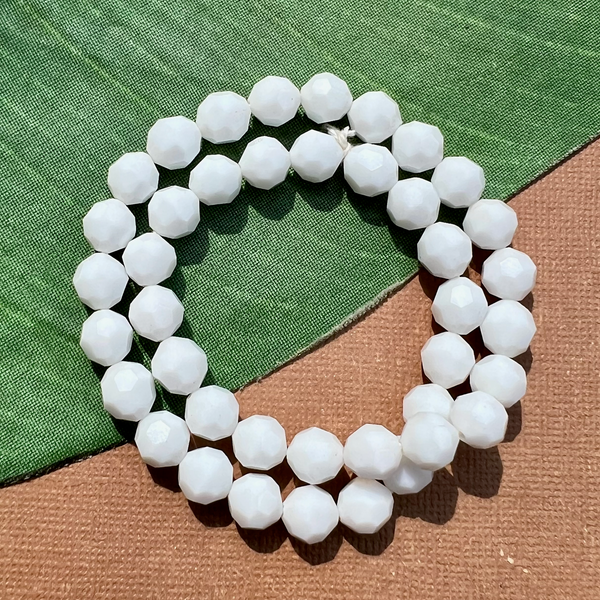 White Faceted Round Beads - 120 Pieces