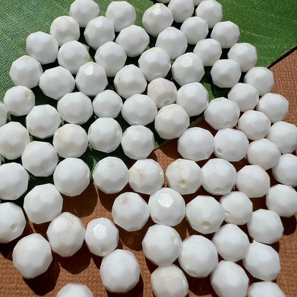 White Faceted Round Beads - 120 Pieces