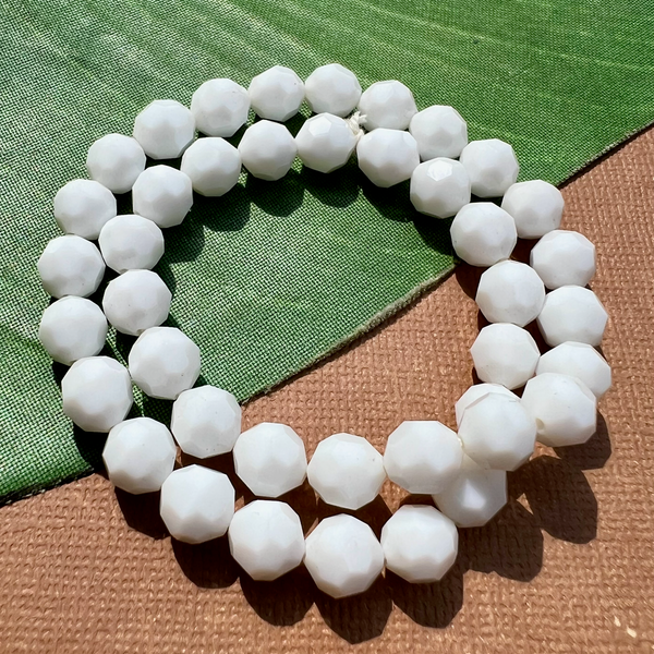 White Faceted Round Beads - 120 Pieces
