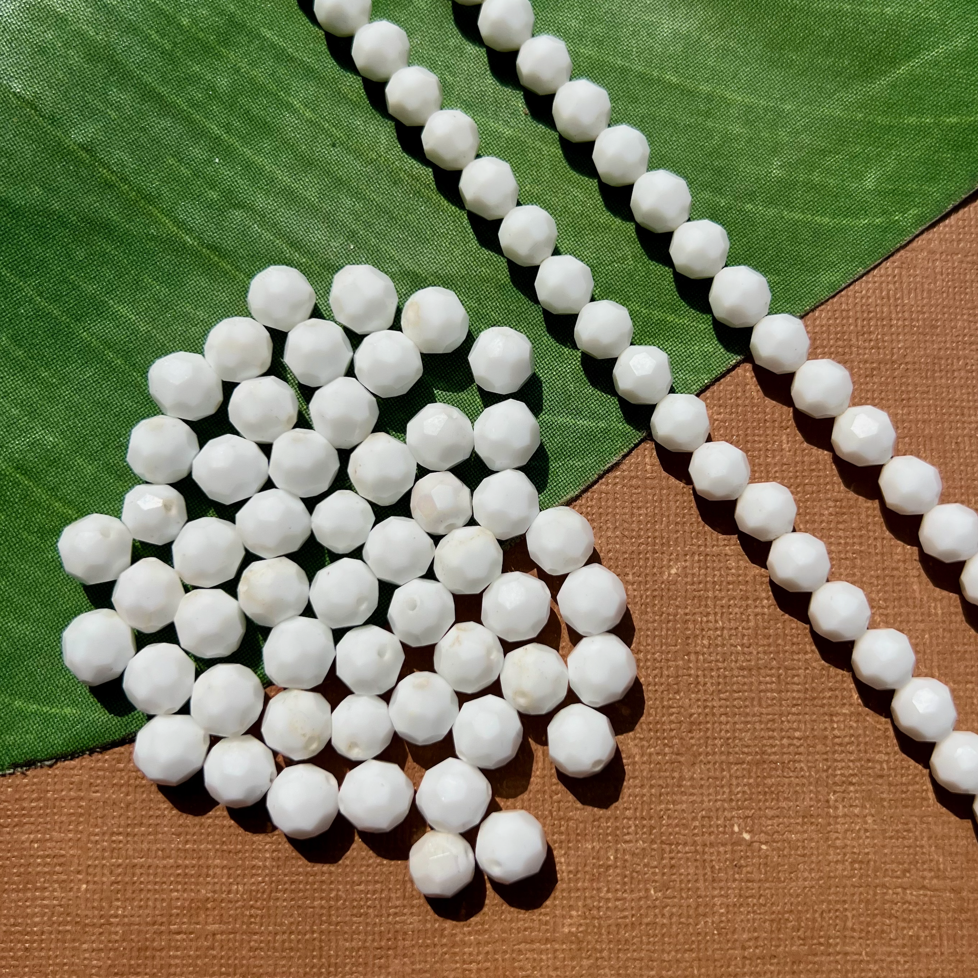 White Faceted Round Beads - 120 Pieces