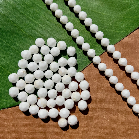 White Faceted Round Beads - 120 Pieces