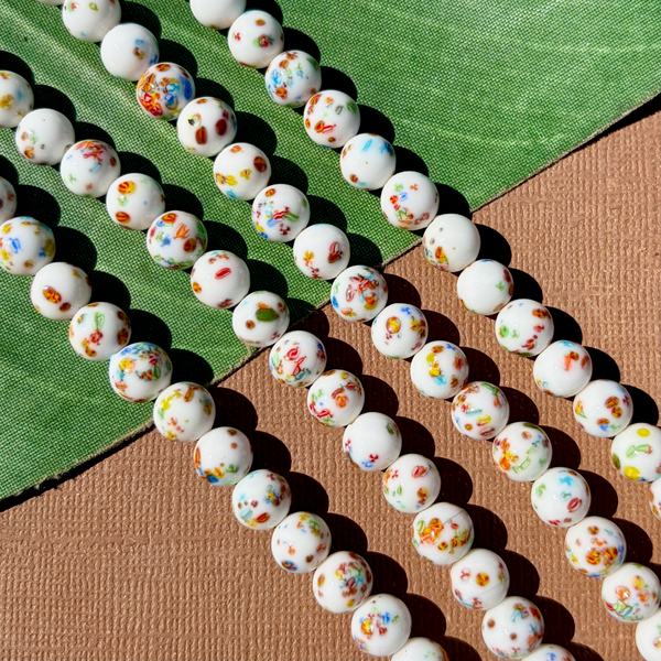 White Tombo 8mm Beads - 50 Pieces