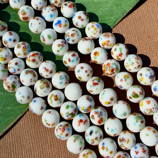 White Tombo 8mm Beads - 50 Pieces