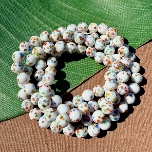 White Tombo 8mm Beads - 50 Pieces