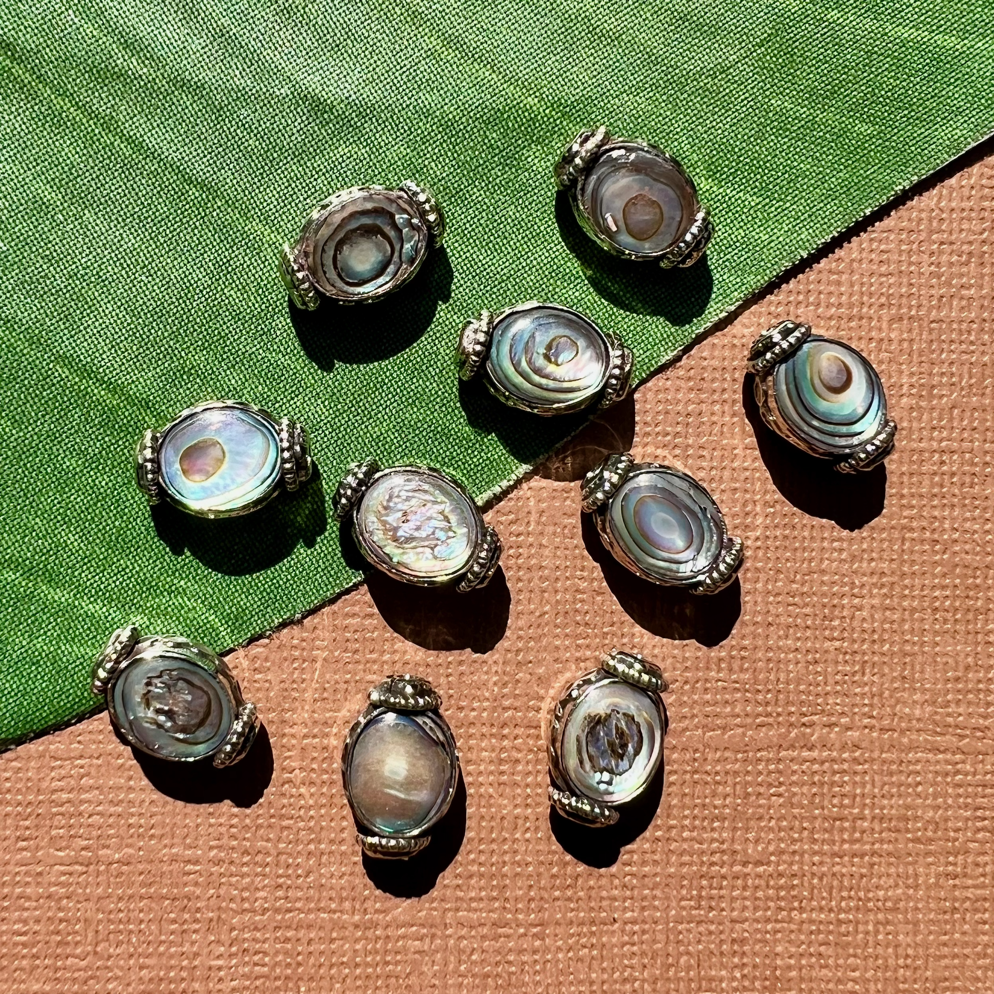 Abalone & White Metal Beads