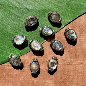 Abalone & White Metal Square Beads