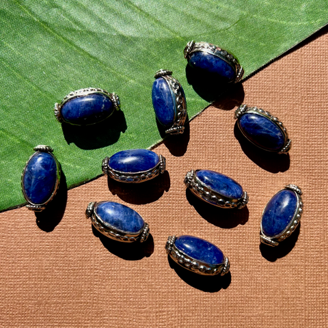 Sodalite & White Metal Beads