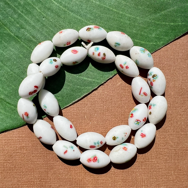 White Japanese Matte Oval Beads - 25 Pieces