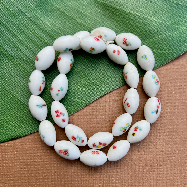 White Japanese Matte Oval Beads - 25 Pieces