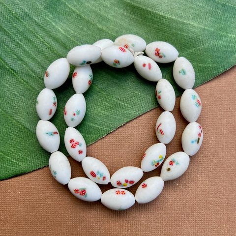 White Japanese Matte Oval Beads - 25 Pieces