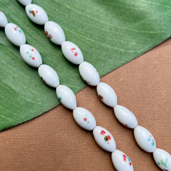 White Japanese Shiny Oval Beads - 25 Pieces