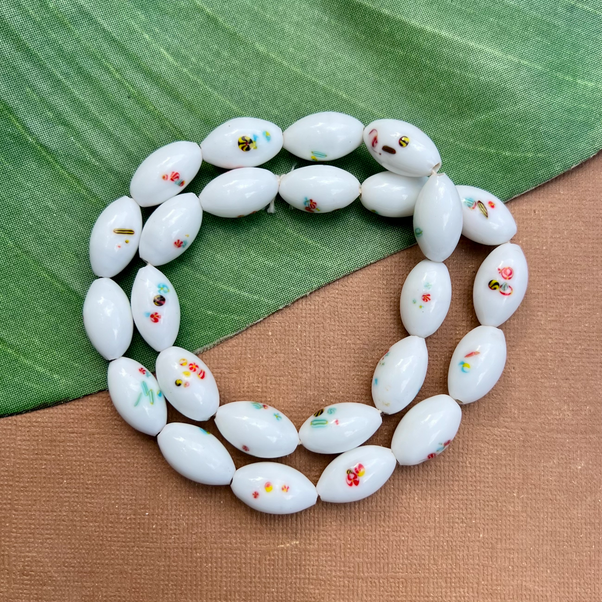White Japanese Shiny Oval Beads - 25 Pieces
