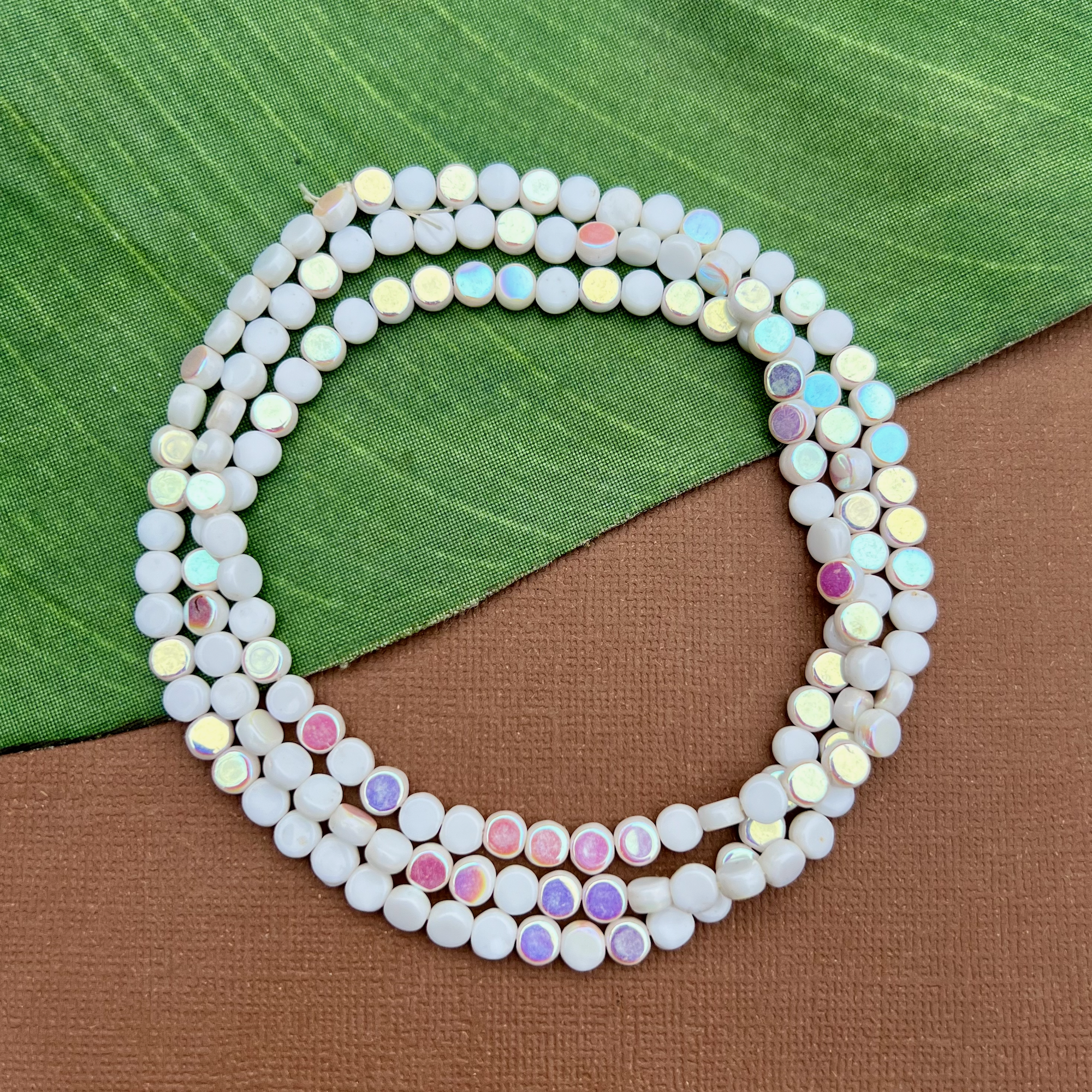 White AB Pill Beads - 150 Pieces