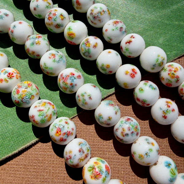 White Tombo 10mm Beads - 60 Pieces