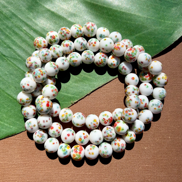 White Tombo 10mm Beads - 60 Pieces