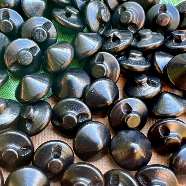 Black Wood Shank Buttons - 100 Pieces