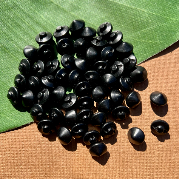Black Wood Shank Buttons - 100 Pieces