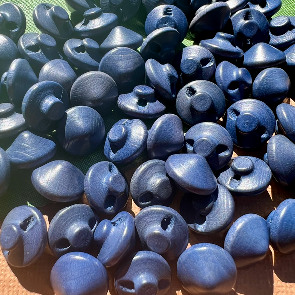 Blue Wood Shank Buttons - 95 Pieces
